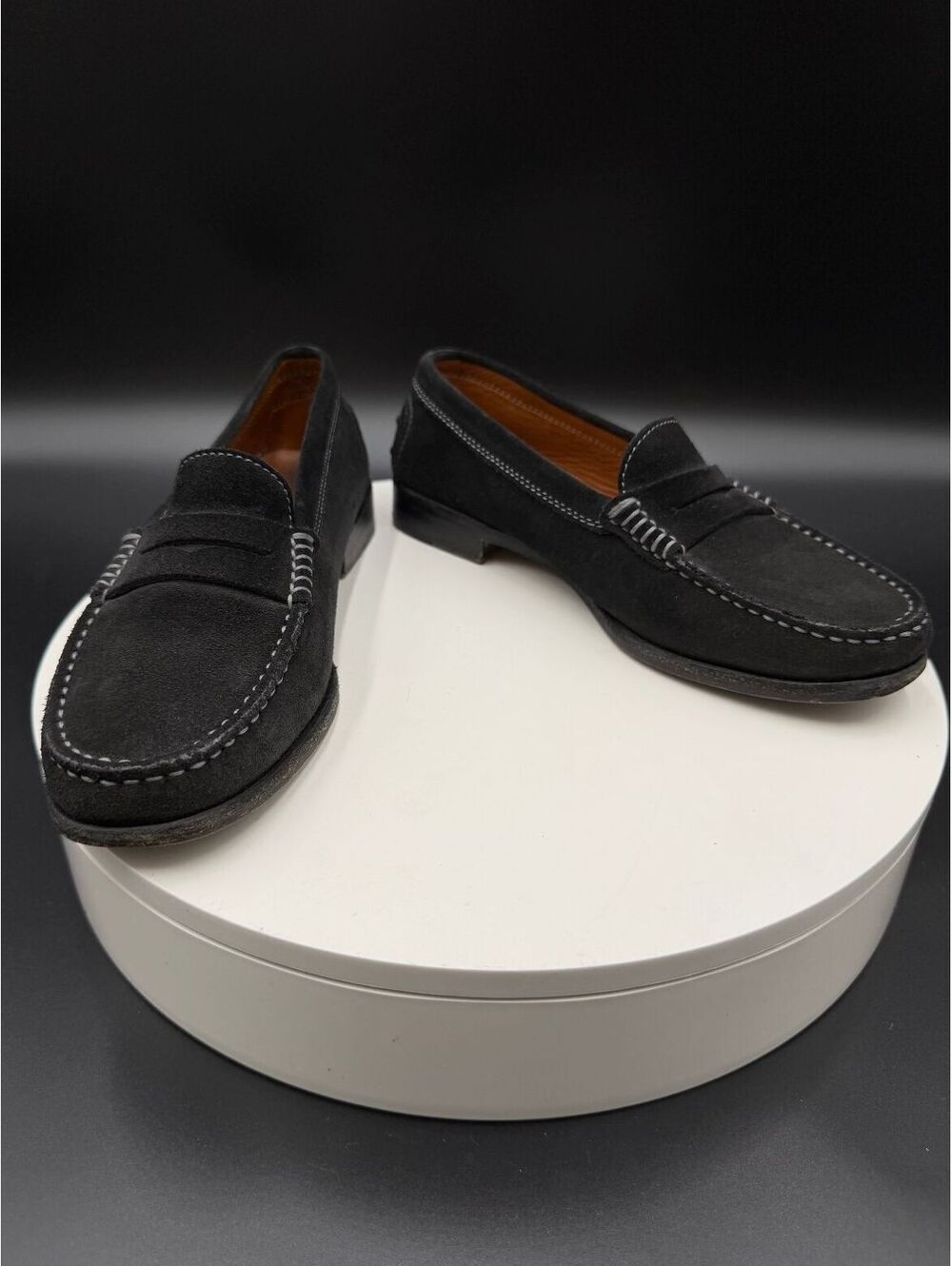Tods Black Suede Penny Loafers Contrast Stitching Slip On Shoes Women's Size 6